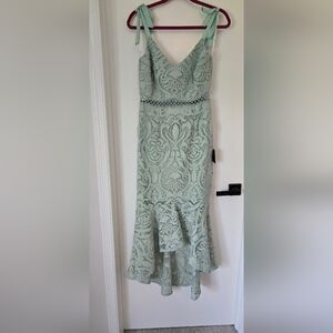 Lulu's Light Green Lace High Low Dress